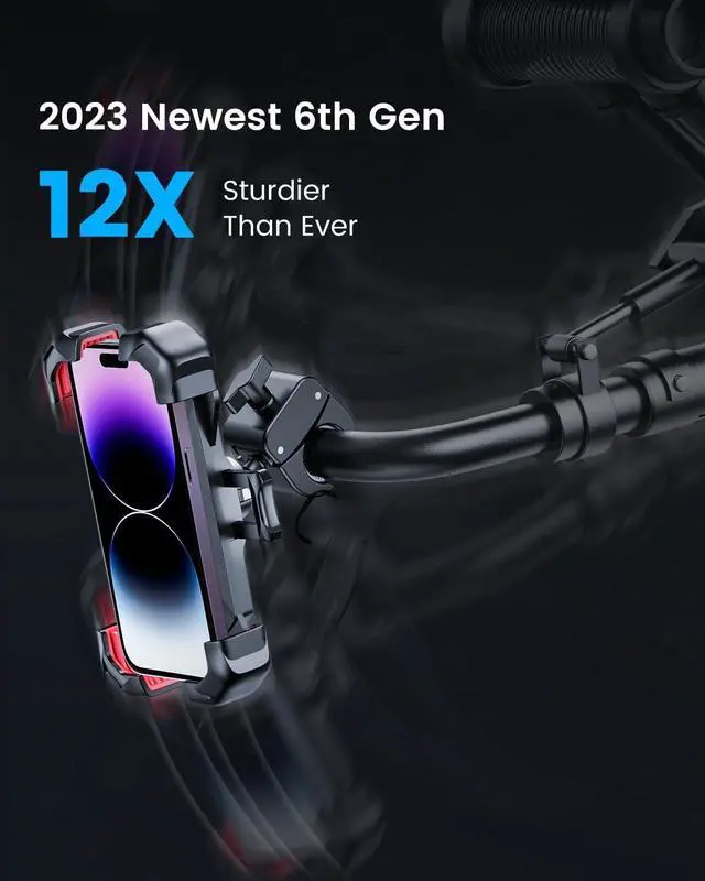 Alt view image 3 of 7 - Motorcycle Phone Mount [1s Auto Lock][100mph Military Anti-Shake] Bike Phone Holder for Bicycle [10s Quick Install] Handlebar Phone Mount Compatible with iPhone Samsung All Cell Phone