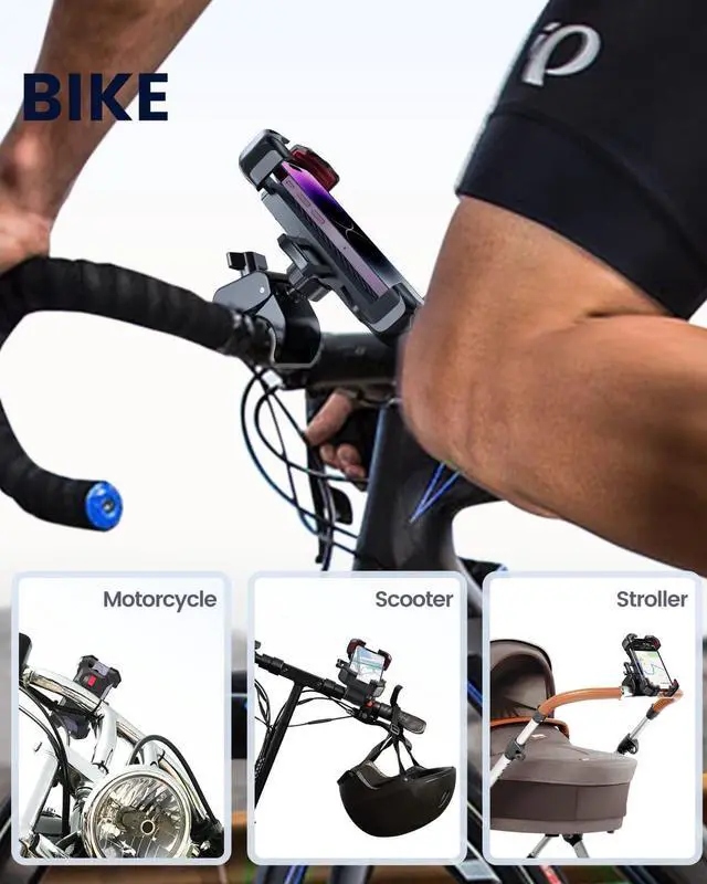 Alt view image 7 of 7 - Motorcycle Phone Mount [1s Auto Lock][100mph Military Anti-Shake] Bike Phone Holder for Bicycle [10s Quick Install] Handlebar Phone Mount Compatible with iPhone Samsung All Cell Phone