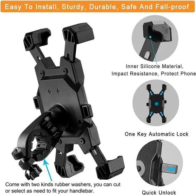 Alt view image 2 of 7 - 2025 Upgraded Bike Phone Mount, Easy Install and Quick Release Bicycle - Motorcycle Handlebar Phone Mount Holder, Bike Phone Holder for iPhone and More 4.7-6.8 inch Cell Phone