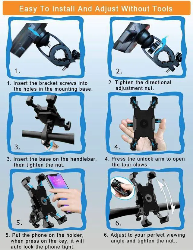 Alt view image 7 of 7 - 2025 Upgraded Bike Phone Mount, Easy Install and Quick Release Bicycle - Motorcycle Handlebar Phone Mount Holder, Bike Phone Holder for iPhone and More 4.7-6.8 inch Cell Phone
