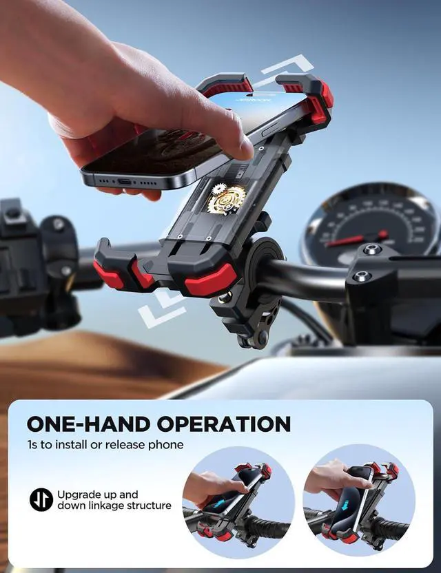 Alt view image 2 of 7 - Motorcycle Phone Mount Bike Phone Holder for HandlebarUltra-Stable & 1s Security Lock Bicycle Phone Mount Cell Phone Clamp for Scooter ATV/UTV Fit for iPhone & All Phones 4.7-7