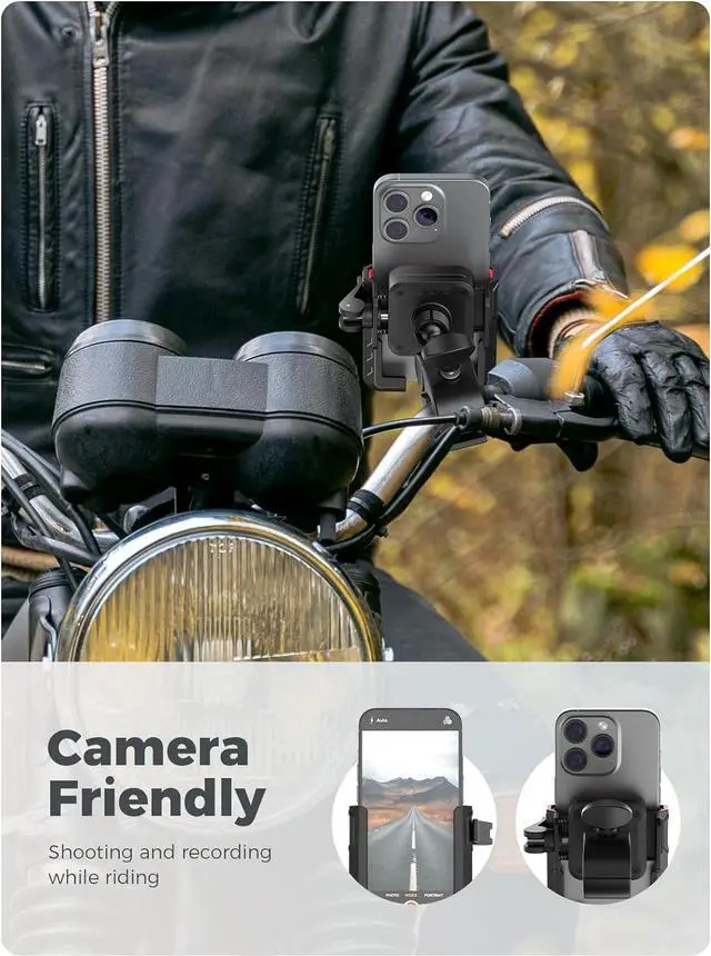 Alt view image 2 of 7 - Bike Phone Holder Mount- [Not Block Camera] [7.2 Big Phone Friendly] Motorcycle Phone Mount, Handlebar Phone Mount, Bicycle Scooter Phone Clip, for iPhone 16/15 Pro Max, All 4.7-7.2 Cell Phone