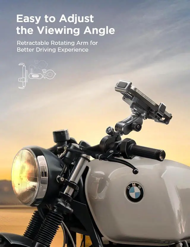 Alt view image 4 of 6 - JOYROOM Aluminum Alloy Motorcycle Phone Mount with Vibration Dampener, Motorcycle Phone Holder for Motorcycle Harley Bike Bicycle Scooter ATV/UTV, Compatible with iPhone, Samsung, All Cell Phones