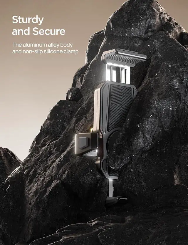 Alt view image 3 of 6 - JOYROOM Aluminum Alloy Motorcycle Phone Mount with Vibration Dampener, Motorcycle Phone Holder for Motorcycle Harley Bike Bicycle Scooter ATV/UTV, Compatible with iPhone, Samsung, All Cell Phones