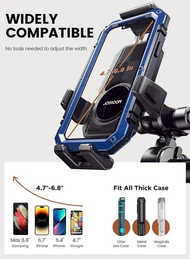 Alt view image 6 of 6 - JOYROOM Aluminum Alloy Motorcycle Phone Mount with Vibration Dampener, Motorcycle Phone Holder for Motorcycle Harley Bike Bicycle Scooter ATV/UTV, Compatible with iPhone, Samsung, All Cell Phones