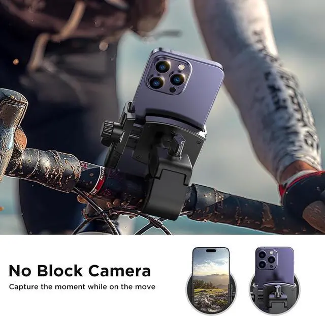 Alt view image 2 of 6 - Motorcycle Phone Mount [Support Video Recording] Bike Phone Holder [Quick Lock] Bicycle Phone Mount Handlebar Cell Phone Clamp for Scooter Friendly Compatible with iPhone Samsung Google