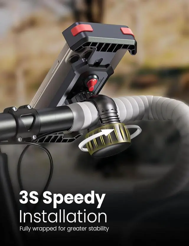 Alt view image 2 of 7 - Bike Cell Phone Holder, Bike Handlebar Phone Mount [2024 Upgraded 3S Quick Install] Motorcycle Phone Mount, for iPhone Bike Mount, Bicycle Phone Mount Handlebar Fit For EBike, Scooter,Bike Accessories