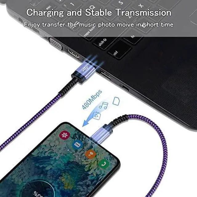Alt view image 3 of 7 - USB Type C Cable 3FT 2Pack Fast Charging Cable Android USB C Charger Phone Cord for  Galaxy S24/S23/S22/A54/A23/S21 FE/A14/A13/A03s/A53/Z Flip 5 4/Z Fold 5 Motorola Edge 5G UW/Edge/G Play/Power