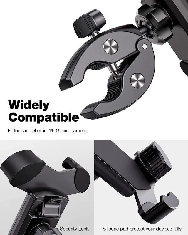 Alt view image 4 of 7 - Universal Bike Phone Mount,Motorcycle Phone Holder-Sturdy and Secure,One-Hand Operation,360°Rotation,Security Lock,Compatible for All iPhone Series and Other 4.7"- 6.8" Cellphone.