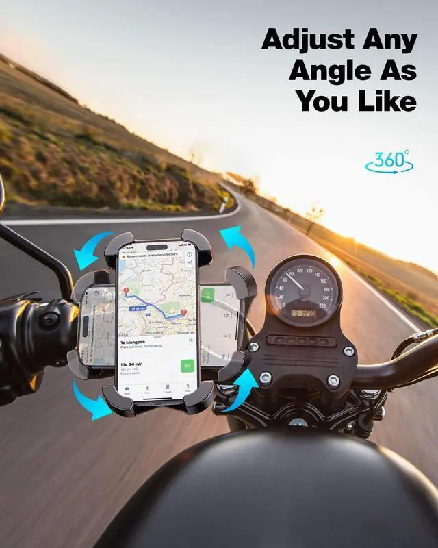 Alt view image 6 of 7 - Universal Bike Phone Mount,Motorcycle Phone Holder-Sturdy and Secure,One-Hand Operation,360°Rotation,Security Lock,Compatible for All iPhone Series and Other 4.7"- 6.8" Cellphone.