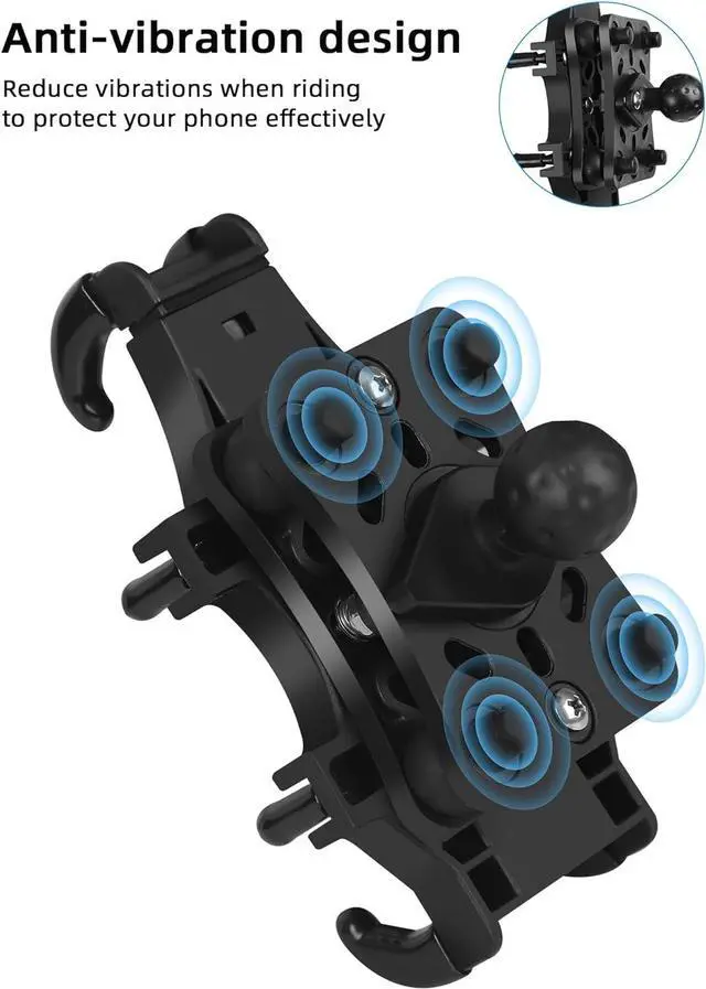 Alt view image 2 of 7 - Motorcycle Phone Mount with Vibration Dampener, One-Hand Operation Motorcycle Bike Phone Holder Holds 4.7"-7.1" Cell Phones on Handlebar, Cell Phone Holder for Bike Motorcycle Scooter ATV