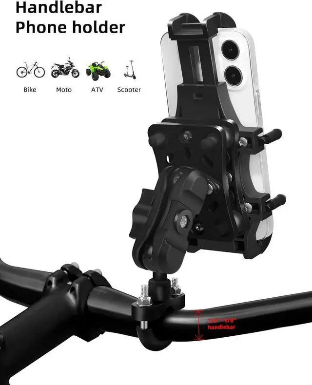 Alt view image 3 of 7 - Motorcycle Phone Mount with Vibration Dampener, One-Hand Operation Motorcycle Bike Phone Holder Holds 4.7"-7.1" Cell Phones on Handlebar, Cell Phone Holder for Bike Motorcycle Scooter ATV