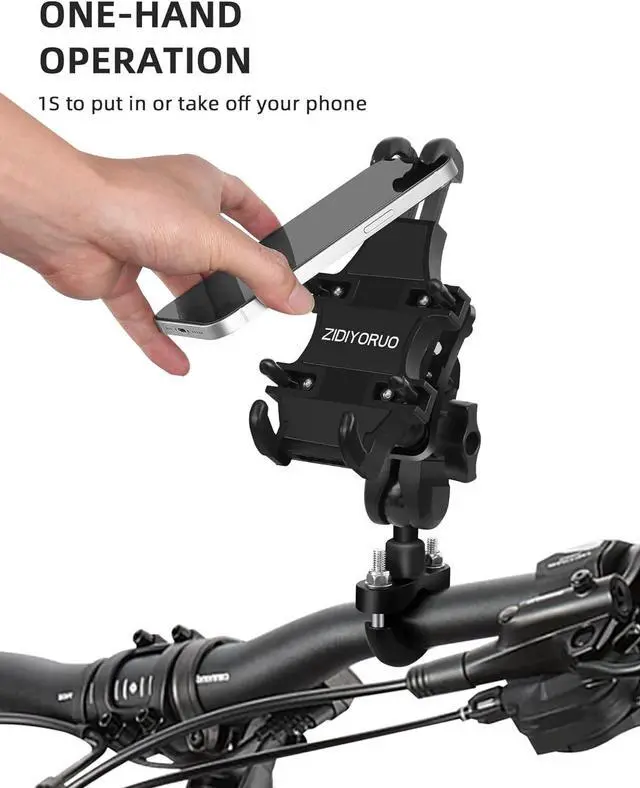 Alt view image 5 of 7 - Motorcycle Phone Mount with Vibration Dampener, One-Hand Operation Motorcycle Bike Phone Holder Holds 4.7"-7.1" Cell Phones on Handlebar, Cell Phone Holder for Bike Motorcycle Scooter ATV