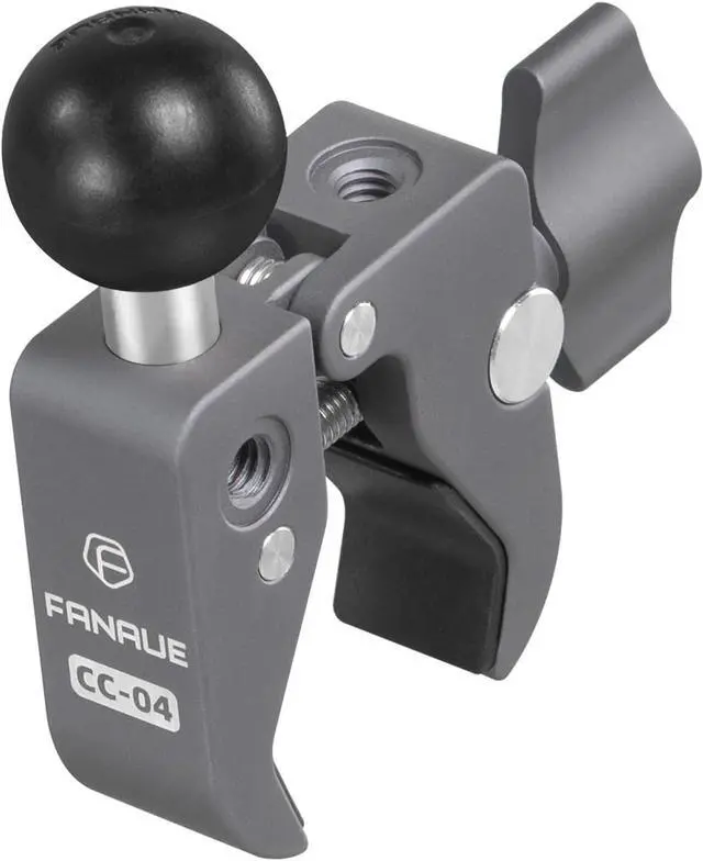 Main image of FANAUE Handlebar Base Mount Strong Rod Clamp with 1'' Ball for Rails 0.5" to 2.0" in Diameter, Compatible with RAM Mounts B Size Double Socket Arm & Bike Motorcycle Phone Mount Holder