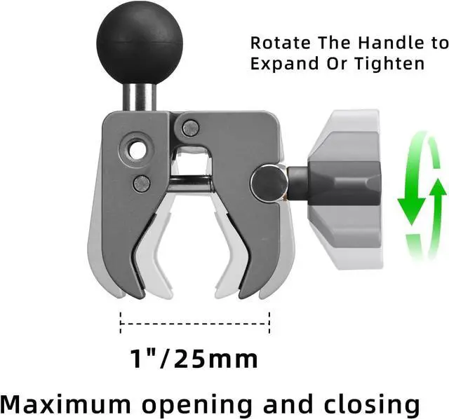 Alt view image 3 of 7 - FANAUE Handlebar Base Mount Strong Rod Clamp with 1'' Ball for Rails 0.5" to 2.0" in Diameter, Compatible with RAM Mounts B Size Double Socket Arm & Bike Motorcycle Phone Mount Holder