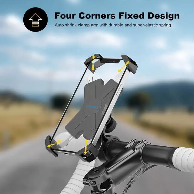 Alt view image 2 of 7 - New Bike Phone Mount with Stainless Steel Clamp Arms Anti Shake and Stable 360° Rotation Bike Accessories/Bike Phone Holder for Any Smartphones GPS Other Devices Between 4 and 7 inches