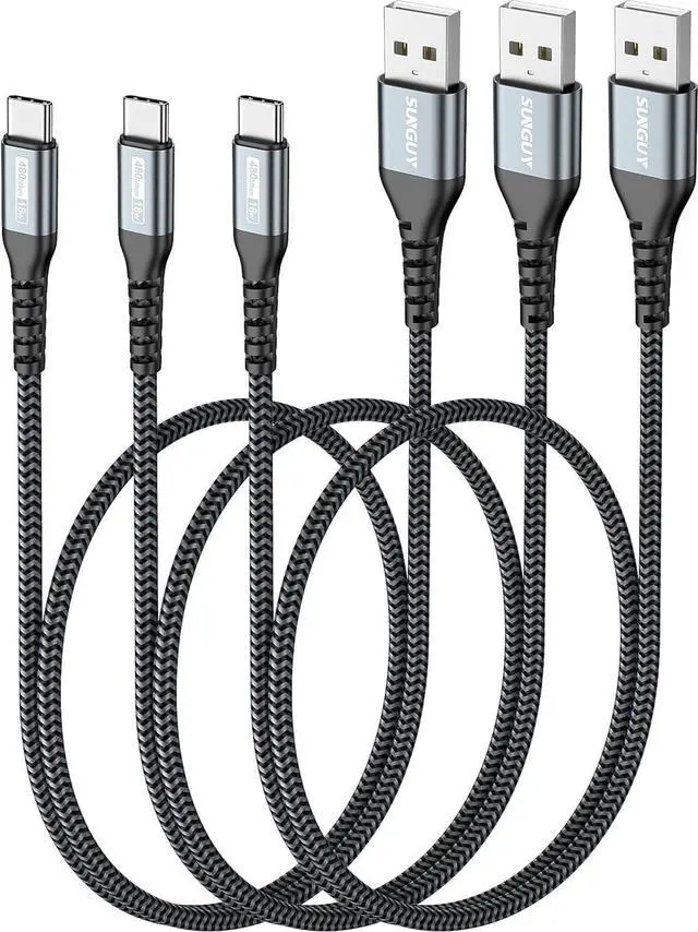 Main image of SUNGUY USB C Cable 1.5FT [3Pack] 3A USB to USB C Cable Fast Charging Data Sync Braided Compatible with iPhone 16 15 Pro/Pro Max/Plus, Samsung Galaxy S24/S23/S22, Note10/9, USB C Devices