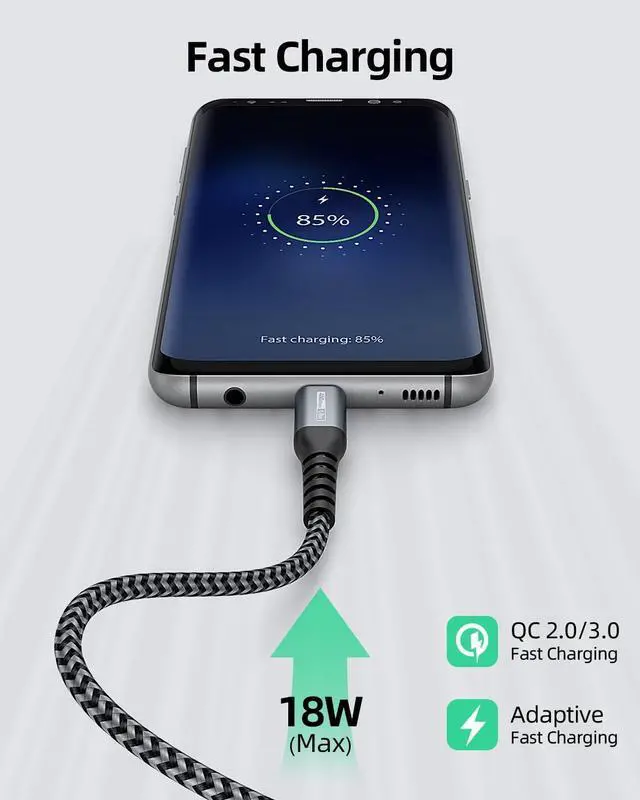 Alt view image 3 of 7 - SUNGUY USB C Cable 1.5FT [3Pack] 3A USB to USB C Cable Fast Charging Data Sync Braided Compatible with iPhone 16 15 Pro/Pro Max/Plus, Samsung Galaxy S24/S23/S22, Note10/9, USB C Devices