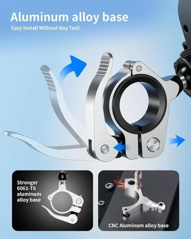 Alt view image 3 of 6 - Kewig Bike Phone Mount Holder, Motorcycle Phone Mount [1s Lock] [One Hand Operation], Bicycle Scooter Handlebar Cradle Clip for iPhone 16 Pro Max/Plus,15 14 13 Mini and 4.0-7" Phone