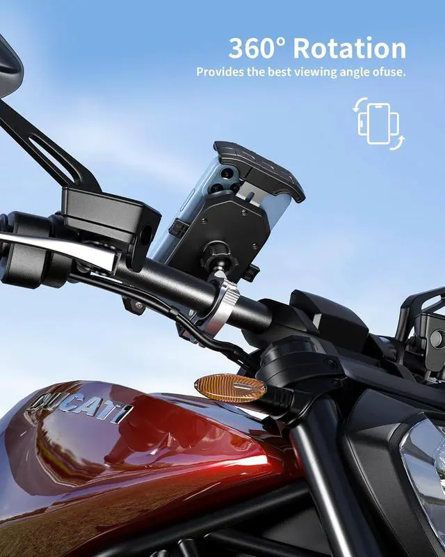 Alt view image 5 of 6 - Kewig Bike Phone Mount Holder, Motorcycle Phone Mount [1s Lock] [One Hand Operation], Bicycle Scooter Handlebar Cradle Clip for iPhone 16 Pro Max/Plus,15 14 13 Mini and 4.0-7" Phone
