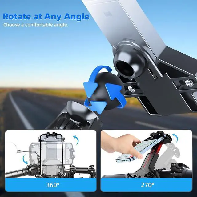 Alt view image 6 of 7 - Motorcycle Phone Mount Bike Phone Mount Holder Heavy Duty Thicker Motorcycle Handlebar Phone Mount Clamp One Hand Operation ATV Scooter Phone Mount for 4.7- 7.2 Cellphone
