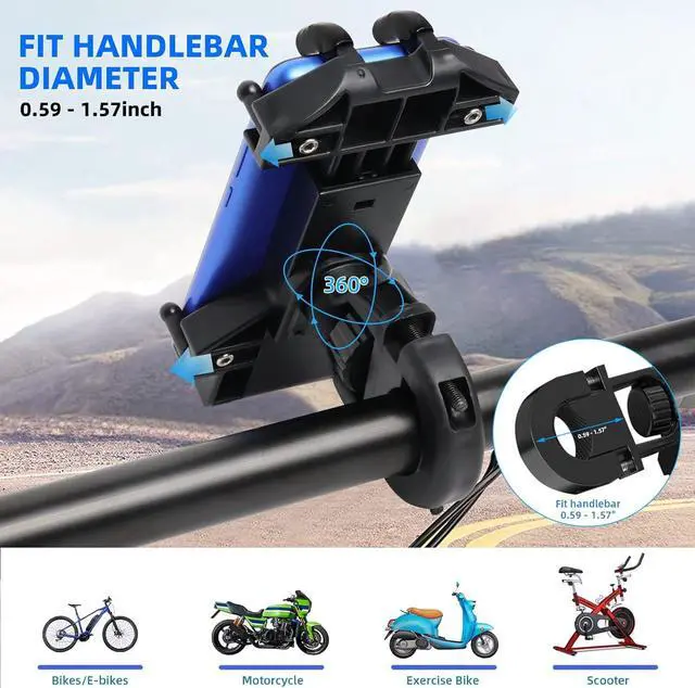 Alt view image 5 of 7 - Motorcycle Phone Mount Bike Phone Mount Holder Heavy Duty Thicker Motorcycle Handlebar Phone Mount Clamp One Hand Operation ATV Scooter Phone Mount for 4.7- 7.2 Cellphone