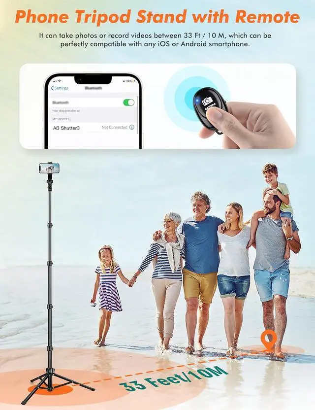 Alt view image 3 of 7 - 71" Tripod for iPhone, Phone Tripod Selfie Stick with Remote, Cell Phone Tripods & Tall Travel Tripods for Recording Video Selfies Photo, Compatible with iPhone 16 15 14 Pro Max 13 Android