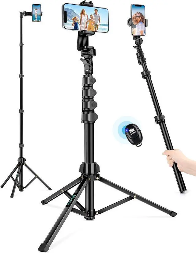 Main image of 71" Tripod for iPhone, Phone Tripod Selfie Stick with Remote, Cell Phone Tripods & Tall Travel Tripods for Recording Video Selfies Photo, Compatible with iPhone 16 15 14 Pro Max 13 Android