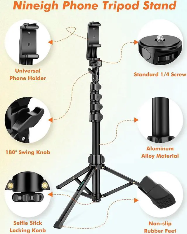 Alt view image 7 of 7 - 71" Tripod for iPhone, Phone Tripod Selfie Stick with Remote, Cell Phone Tripods & Tall Travel Tripods for Recording Video Selfies Photo, Compatible with iPhone 16 15 14 Pro Max 13 Android