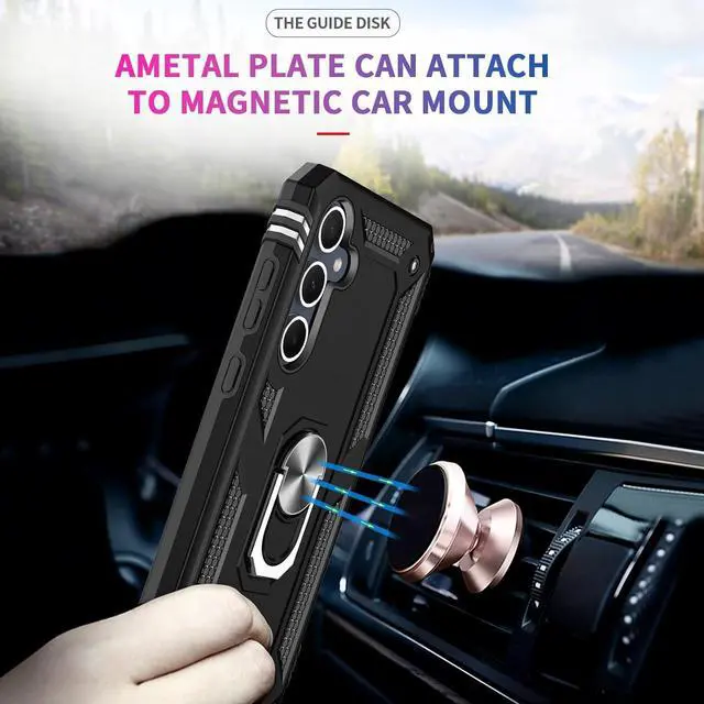 Alt view image 3 of 7 - for -Galaxy-A35-5G-Case: with Screen Protector and Camera Lens Protector Military-Grade Heavy Duty Cell Phone Case Cover with Magnetic Ring Stand for  A35 5G Black
