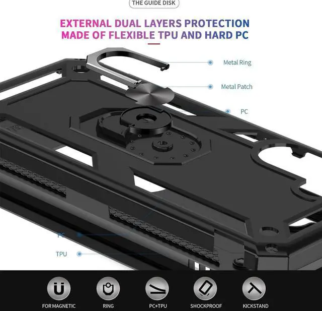 Alt view image 4 of 7 - for -Galaxy-A35-5G-Case: with Screen Protector and Camera Lens Protector Military-Grade Heavy Duty Cell Phone Case Cover with Magnetic Ring Stand for  A35 5G Black