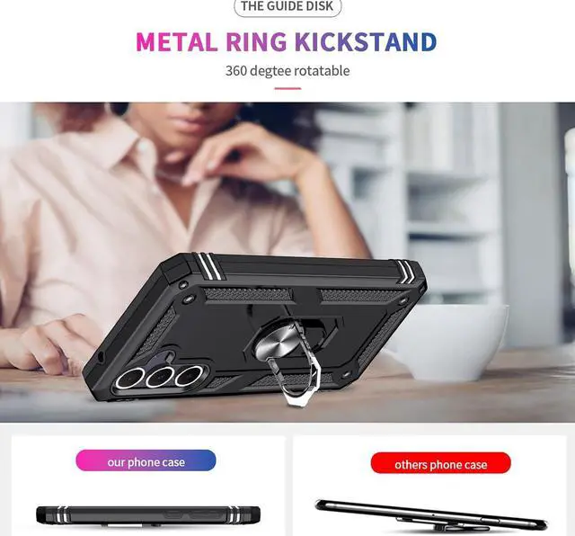 Alt view image 6 of 7 - for -Galaxy-A35-5G-Case: with Screen Protector and Camera Lens Protector Military-Grade Heavy Duty Cell Phone Case Cover with Magnetic Ring Stand for  A35 5G Black