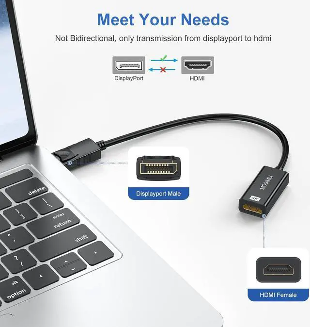 Alt view image 6 of 7 - DisplayPort to HDMI Adapter 5-Pack 4K (Display Port) DP to HDMI Cable Male to Female for HDTV Computer Monitor Desktop Laptop Projector and More (NOT-Bidirectional)