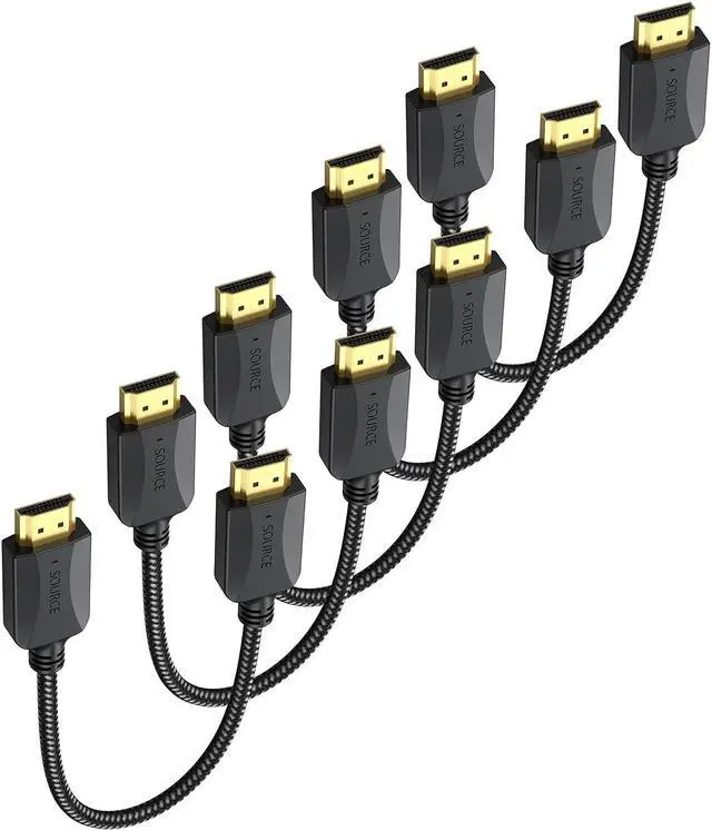 Main image of Short HDMI Cables 1 Ft 5-Pack Thin 4K HDMI Cables Braided- High Speed HDMI 2.0 Cable Male to Male Flexible with Ethernet 4K@60hz HDR 3D ARC & CL3 Rated