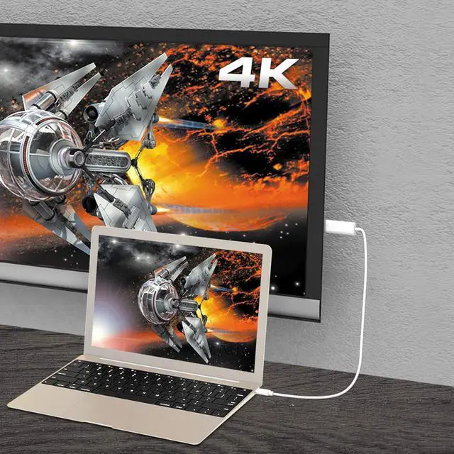 Alt view image 4 of 6 - USB C to HDMI Adapter Cable - 5ft 4K@60Hz Type C [Thunderbolt 3 Compatible] to HDMI Cable for MacBook Pro MacBook Air iPad Pro Tablet PC Laptop Computers