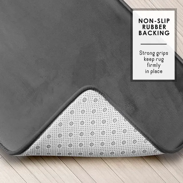 Alt view image 4 of 7 - 3 Piece Bathroom Rugs Bath Mat Set Velvet Memory Foam Bath Mats for Bathroom - Non-Slip PVC Backing Bath Rugs Washable Bathroom Rug Mats - Dries Quickly Grey Bathroom Rug Set