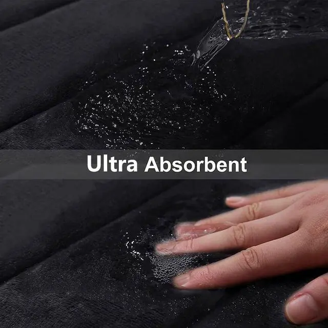 Alt view image 5 of 6 - Memory Foam Bath Mat Rug 30 x 20 Ultra Soft and Non-Slip Bathroom Rugs Water Absorbent and Machine Washable Bath Rug for Bathroom Shower and Tub Black