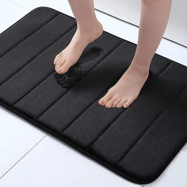 Main image of Memory Foam Bath Mat Rug 30 x 20 Ultra Soft and Non-Slip Bathroom Rugs Water Absorbent and Machine Washable Bath Rug for Bathroom Shower and Tub Black