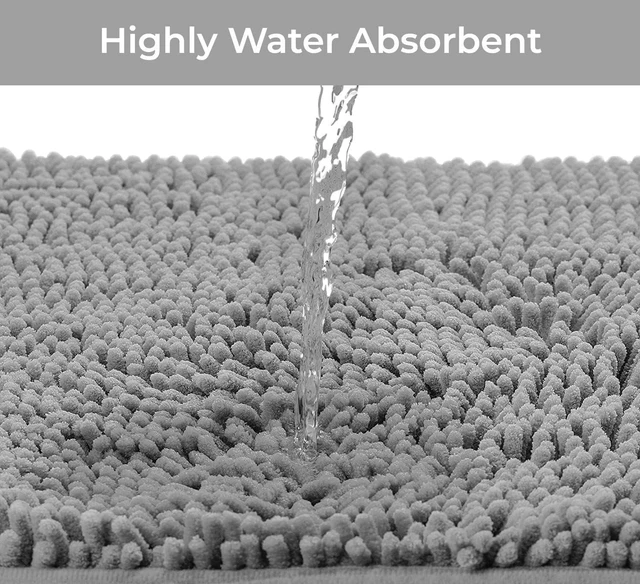 Alt view image 7 of 7 - Super Absorbent Shaggy Machine Wash & Dry, Extra-Soft Plush Chenille Microfiber Bathroom Mat, U-Shaped Washable Toilet Rug