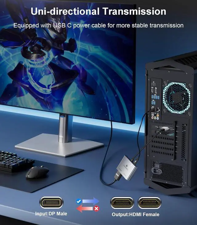 Alt view image 5 of 7 - DisplayPort to Dual HDMI Adapter (4K@60Hz) DP to HDMI Splitter for Dual Monitors Extended Display MST Display Port to HDMI 1 in 2 Out Hub for PC Graphics Card