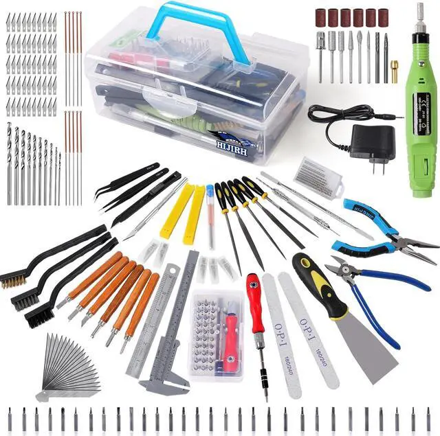 Main image of HIJIRH 165 Pcs Pro Grade 3D Printing Tool Kit,3D Printer Tool Kits,Diverse 3D Printer Accessory Including Electric Polishing Machine,Tool Box,for Remove/Trim and Finish 3D Print