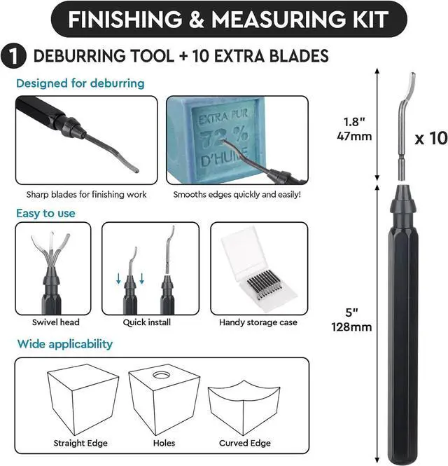 Alt view image 2 of 7 - 3D Printer Tools Kit Essential 3D Printing Tools Kit 3D Printer Accessories with 50Pcs (Deburring Tool Wire Cutter Drill Scraper..) for Remove Smoothing Finishing Deburring Craving Drilling