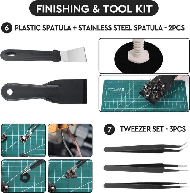 Alt view image 5 of 7 - 3D Printer Tools Kit Essential 3D Printing Tools Kit 3D Printer Accessories with 50Pcs (Deburring Tool Wire Cutter Drill Scraper..) for Remove Smoothing Finishing Deburring Craving Drilling