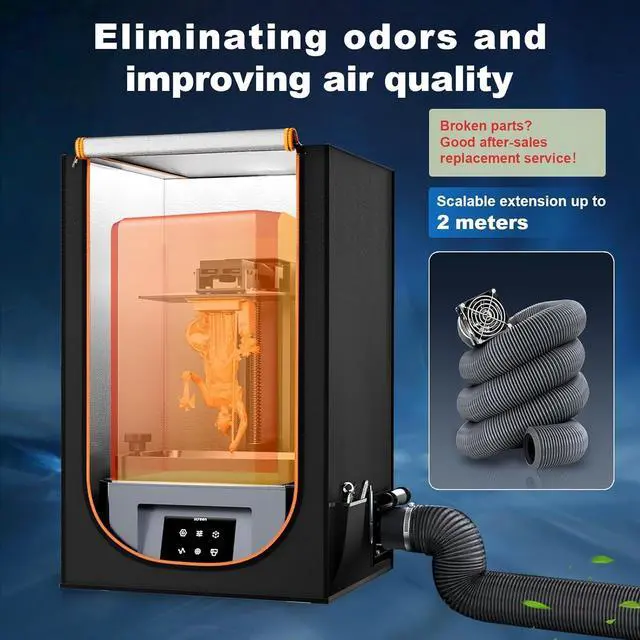 Alt view image 2 of 7 - Resin 3D Printer Enclosure with Ventilation 3D Printer Vented Enclosure Tent Cover Eliminate Odors Dustproof Isolate Noise Compatible with Creality Anycubic Elegoo Series LCD Resin UV 3D Printer