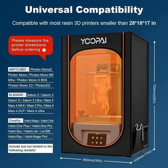 Alt view image 4 of 7 - Resin 3D Printer Enclosure with Ventilation 3D Printer Vented Enclosure Tent Cover Eliminate Odors Dustproof Isolate Noise Compatible with Creality Anycubic Elegoo Series LCD Resin UV 3D Printer