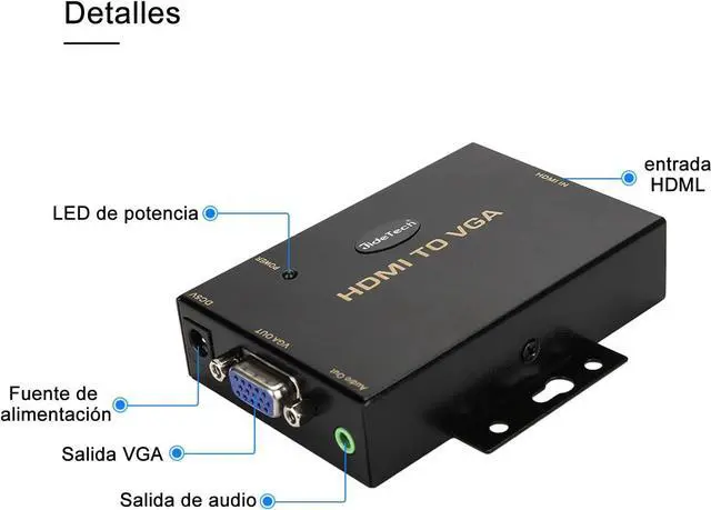 Alt view image 2 of 7 - 1080P VGA to HDMI Converter with 3.5mm Audio Port for PC Laptop Display Computer Mac Projector