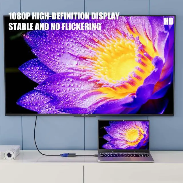 Alt view image 6 of 6 - Gold-Plated HDMI to VGA Adapter 1080P Video Converter Male to Female with 3.5mm Audio Port and miniUSB to USB port for PC Laptop DVD Monitor Projector HDTV Chromebook Raspberry Pi and More