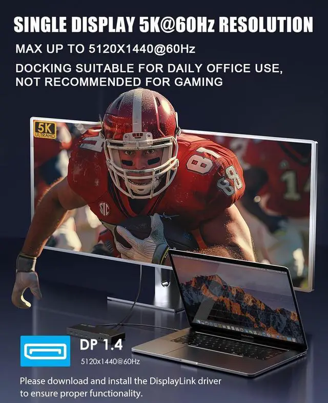 Alt view image 4 of 7 - WAVLINK Pro Dual 4K@60Hz Universal Docking Station | USB 3.0/Type-C Laptop Dock for Mac & Windows | 2 HDMI/DP Monitors, Gigabit Ethernet, 6 USB 3.0 | Home Office & Multi-Screen Productivity.