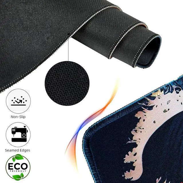 Alt view image 2 of 6 - Japanese Sea Waves Large Gaming Mouse Pad for Desk Desk Mat with Seamed Edges Waterproof Desk Pad Non-Slip Rubber Base 31.5x11.8 Inch Keyboard Pad Computer Mat Big XL Mousepad
