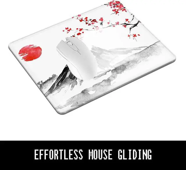 Alt view image 2 of 6 - Mouse Pad 30% Thicker Japanese Style Computer Mousepad Anti-Slip Rubber Mouse Mat with Stitched Edges for Gaming Office Laptop PC Women & Men 8 x 10 Thick 5mm Fujiyama Sakura
